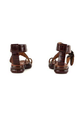 Croc-Effect Platform Sandals