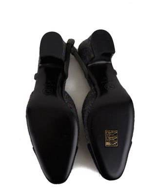 Interlocking CC Logo Tweed Slingback Pumps