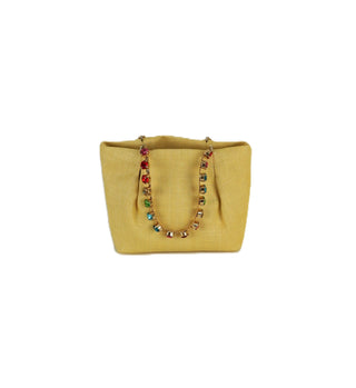 Embellished Raffia Mini Tote Bag