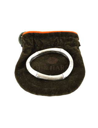 Brushed Bamboo Curved Hinged Bangle Bracelet
