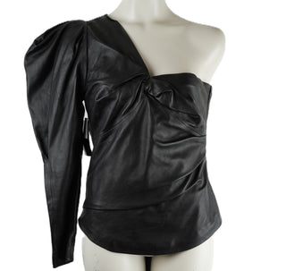 Leather One Shoulder Top