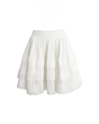 Tiered Ruffled Stretch-Knit Mini Skirt