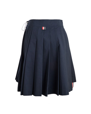 Thigh Length Dropped Back Pleated Skirt with Lace-Up