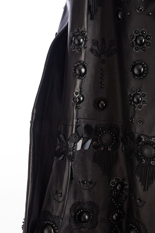 Barbiecore Demi Couture Runway Leather Beaded Feather Cape