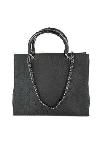 Vintage Bamboo Handle Tote Bag