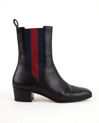 Web Accent Leather Chelsea Boots