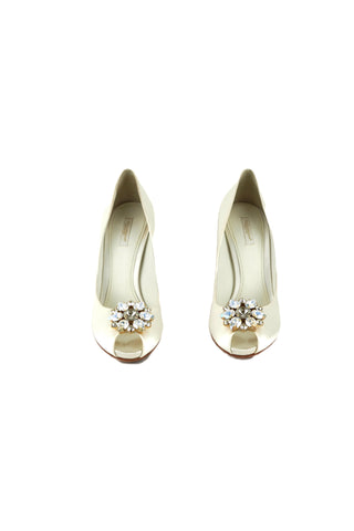 Crystal Peep-Toe Pumps
