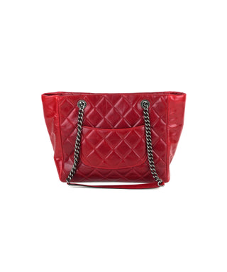 Small Glazed Calfskin Duo Color Tote Bag