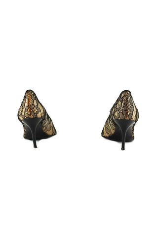 Pointed-Toe Lace Pumps