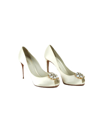 Crystal Peep-Toe Pumps