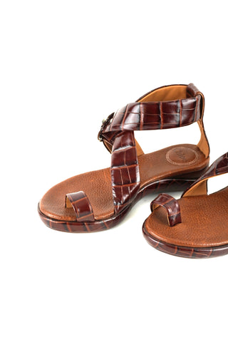 Croc-Effect Platform Sandals