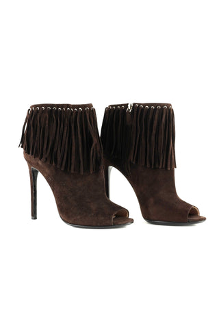 Fringe Peep Toe Booties