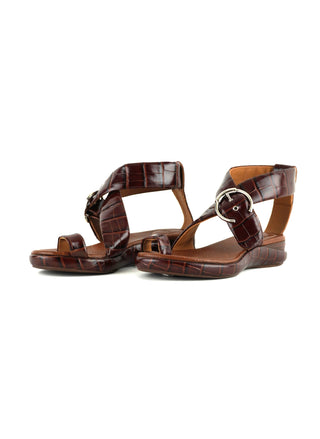 Croc-Effect Platform Sandals