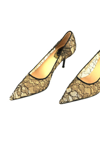 Pointed-Toe Lace Pumps