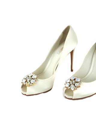 Crystal Peep-Toe Pumps