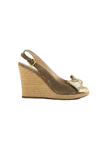 Bow Peep-Toe Espadrille Wedge Sandals