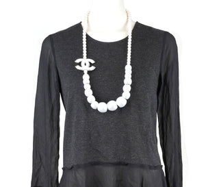 Classic Faux Pearl and Double CC Logo Necklace