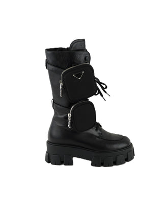 Monolith Brushed Rois Leather and Nylon Biker Boots