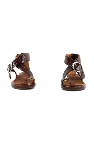 Croc-Effect Platform Sandals