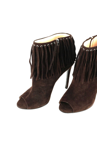 Fringe Peep Toe Booties