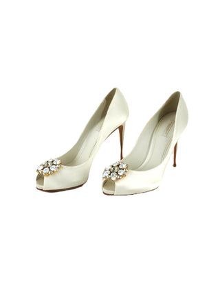 Crystal Peep-Toe Pumps
